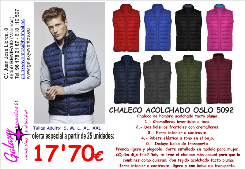 Chaleco hombre acolchado Oslo personalizado, comprar online